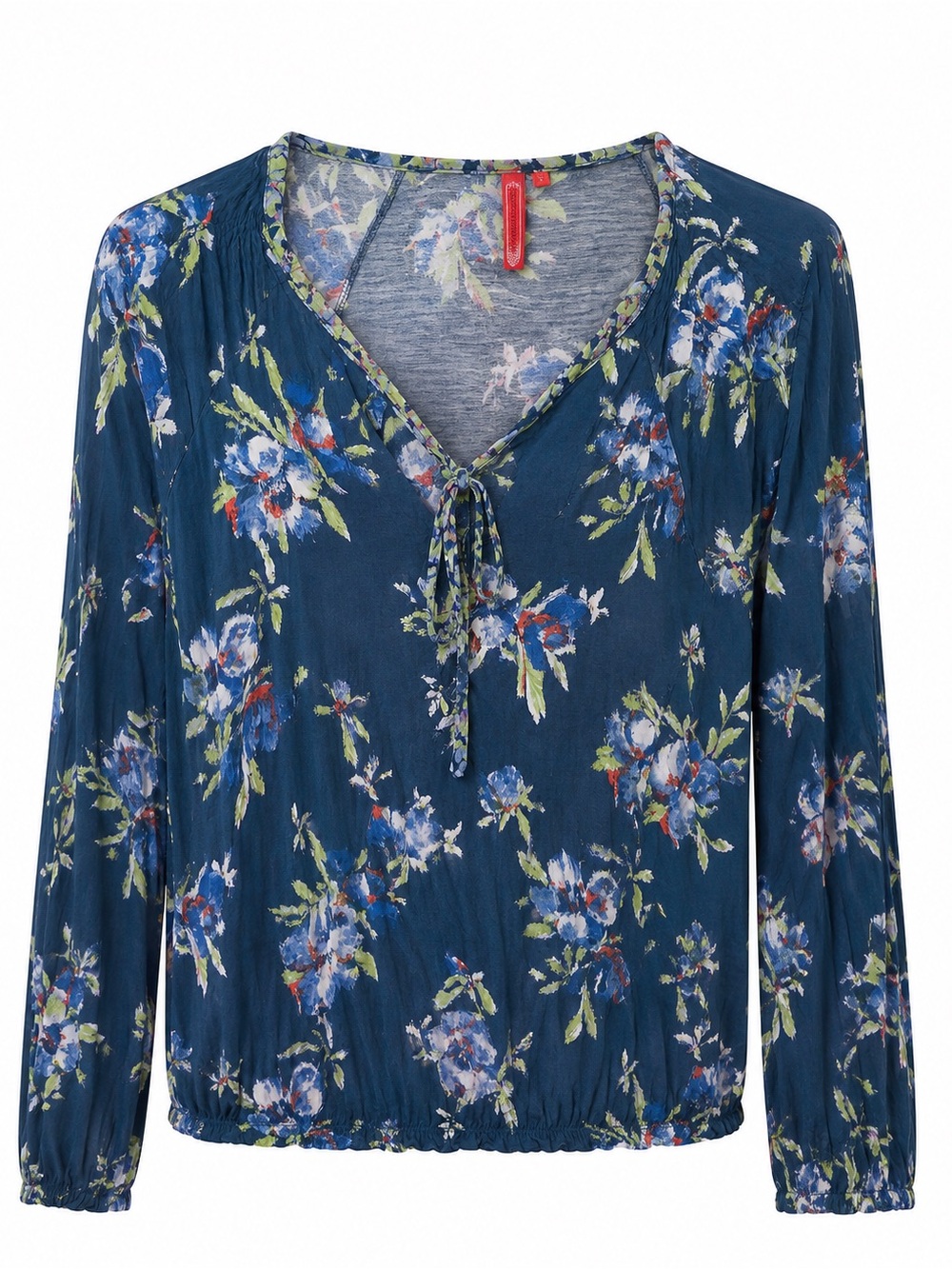 Anthropologie Floral Tie-Front Peasant Blouse